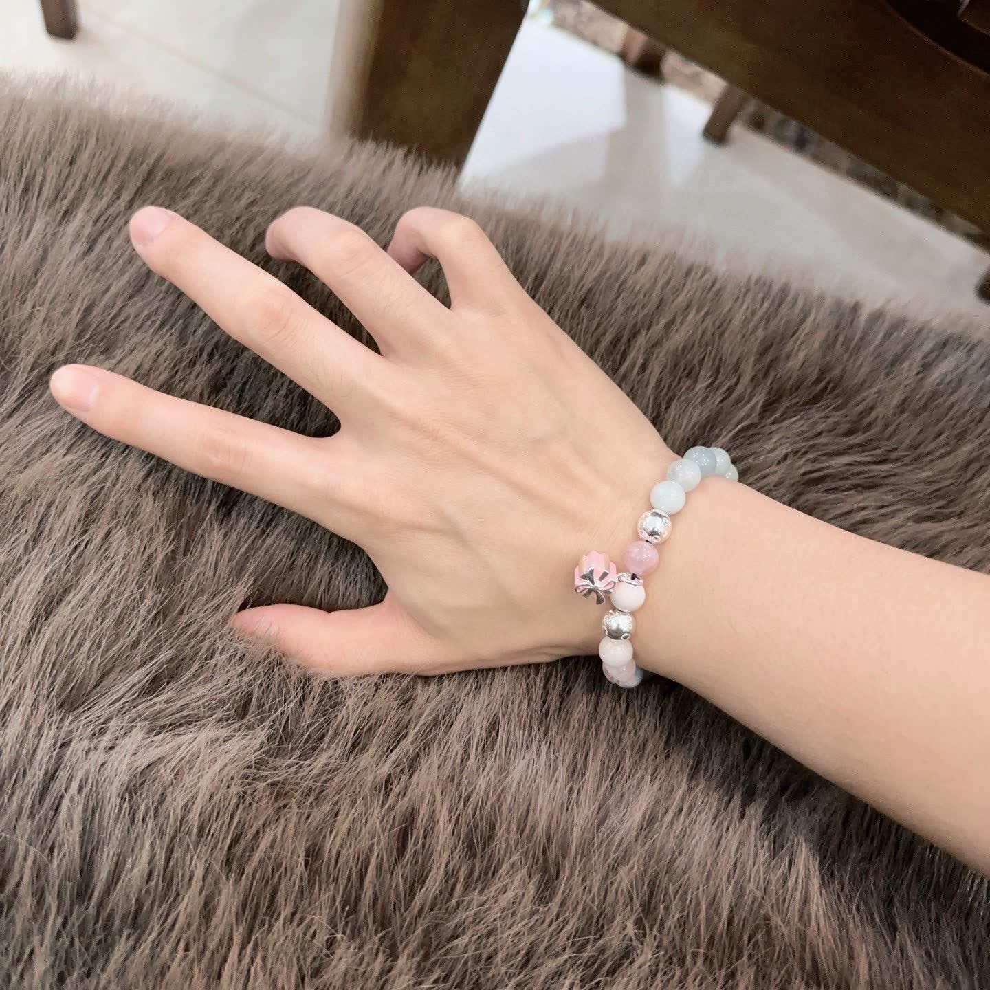 Tiffany & Co. Blue Agate Bead Bracelet with Sterling Silver Charms